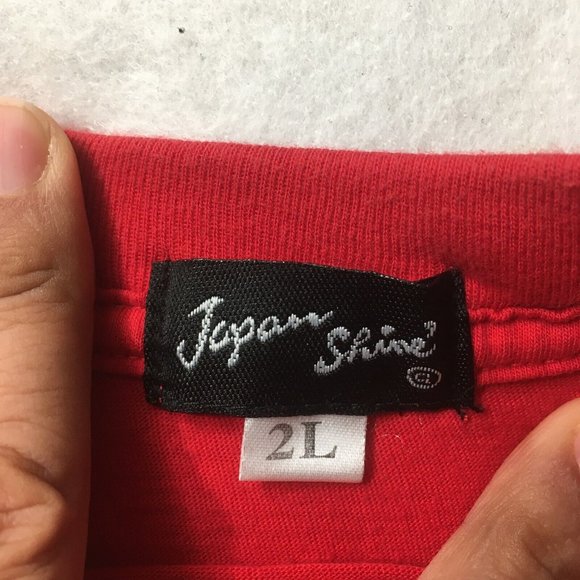 vintage y2k Japan Shine traditional character script graphic t-shirt mens 2L red - Picture 8 of 8